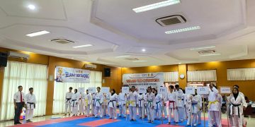Pembukaan Kejuaraan Karate Bimawa Cup 2023, di di ruang auditorium kampus 3 Universitas Ahmad Dahlan Yogyakarta, Senin (9/1/2023).