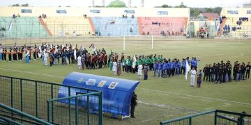 Pembukaan Gubernur Cup 2023 di Stadion Sri Maharaja Batu, Tebo, Senin (9/1/2023). [Dok Diskominfo Provinsi Jambi]