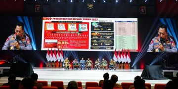 Kapolri, Jenderal Listyo Sigit Prabowo, saat memaparkan strategi kepolisian dalam melakukan mitigasi inflasi di Indonesia, di SICC Sentul, Jawa Barat, Selasa (17/1/2023). [Foto Humas Polri]
