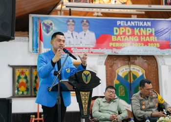 Iqbal Linus pada pelantikan DPD KNPI Batanghari periode 2022-2025. [dok KNPI]