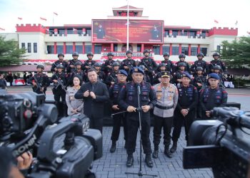 Pelepasan personel Korps Brimob Polri untuk mengikuti kegiatan perlombaan UAE SWAT Challenge ke-4 di Al Raweyah, Dubai, Uni Emirat Arab (UEA). [Foto Humas Polri]