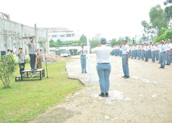 Upacara Bendera SMKN 3 Kota Jambi, Senin (6/2/2023). [dok Humas Polda Jambi]