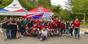 IMHJ mendapatkan juara pertama di kelas Herex 200cc dalam ajang Drag Bike Piala Gubernur Jambi, Minggu (26/2/2023). [Foto: Sinsen/Ajeng]