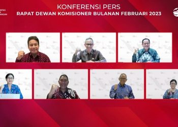 Konferensi pers rapat dewan komisioner bulan februari 2023. [Foto: Humas OJK]