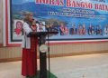 Ketua DPC HBB Kota Jambi, Ika Saragih menyampaikan kata sambutan dalam pelantikan Organisasi HBB tingkat DPD dan DPC Jambi bertempat di Gedung Balai Prajurit Korem 042/Garuda Putih, Minggu (19/3/2023). [Foto Rafli]