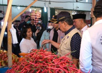 Wakil Gubernur Jambi, Abdullah Sani saaat melakukan sidak bersama Satgas pangan dan TPID Provinsi Jambi, di Pasar Angso Duo Baru, Rabu (22/3/2023) - [Dok. Aurduri.com/Reza]