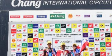 Rheza Danica Ahrens mempersembahkan podium tertinggi pada dua balapan kelas AP250 ARRC 2023 seri Buriram, Thailand yang diselenggarakan di Chang International Circuit, 25-26 Maret. [Foto: AHM]