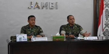 Korem 042/Gapu Gelar Taklimat Akhir Pengawasan Post Audit Itdam II/Swj TA 2023 di ruang Rapat Makorem 042/Gapu, Jumat (14/4/2023). [Penrem 042/Gapu]