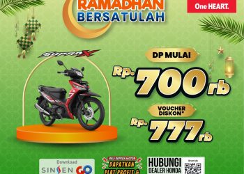 Banner Promo DP Ringan dan Voucher Diskon Khusus Pembelian Honda Supra X 125. [Dok. Sinsen]