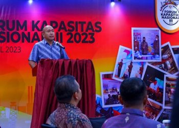 Erwin Suryadi saat meyampaikan kata sambutan pada penyelenggaraan Forum KapNas ketiga tahun 2023. Jumat (14/04/2023). [Dok. Tania - SKK Migas]
