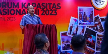 Erwin Suryadi saat meyampaikan kata sambutan pada penyelenggaraan Forum KapNas ketiga tahun 2023. Jumat (14/04/2023). [Dok. Tania - SKK Migas]