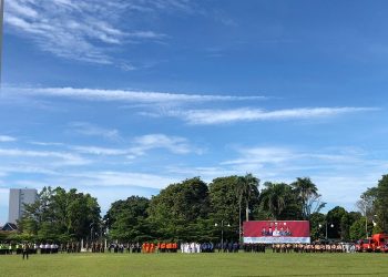 Apel bersama pasukan operasi ketupat 2023, di Halaman Kantor Gubernur Jambi, Senin (17/4/2023). [Dok. Sandra]