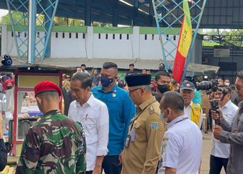 Presiden Jokowi saat meninjau Pasar Rakyat Talang Banjar, Selasa (16/5/2023). [Dok: Aurduri.com/Reza]