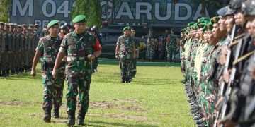 Apel Gelar Pasukan Pengamanan Jelang Kunjungan Presiden RI di Jambi  di lapangan Upacara Makorem 042/Gapu Jambi, Selasa (02/05/2023). [Dok. Penrem 042/Gapu]