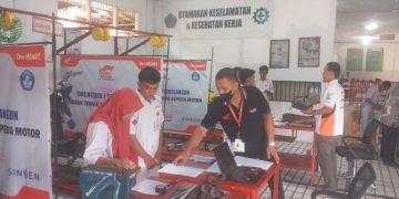 Pelaksanaan UKK Mandiri Honda di SMK TBSM Binaan Honda, (04/05/2023). [Dok. Sinsen/Ajeng]