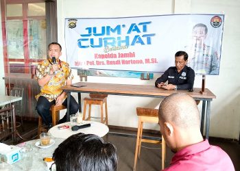 Pelaksanaan Jum'at Curhat Polda Jambi bersama Ormas, LSM dan Pemerhati Lingkungan, Jumat (05/05/2023). [Dok. Humas Polda Jambi]