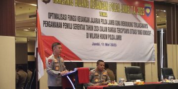 Kapolda Jambi, Irjen Pol. Rusdi Hartono hadiri sekaligus membuka kegiatan Rakernis Bidang Keuangan Polda Jambi TA 2023d i Hotel Aston, Kamis, (11/05/2023). [Dok. Humas Polda Jambi]