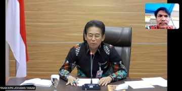 Wakil Ketua KPK RI Johanes Tanak saat memberikan Orasi Anti Korupsi pada Rapimnas dan HUT I PJS, Jumat (12/05/2023). [Dok. PJS]