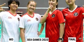 Ganda putri Indonesia, Febriana Dwipuji Kusuma/Amalia Cahaya Pratiwi, sukses meraih medali emas Cabang Olahraga (Cabor) bulutangkis SEA Games 2023 Kamboja yang berlangsung di Morodok Techo National Sports Complex, Phnom Penh, Selasa (16/5/2023) siang WIB. [Dok. PBSI]