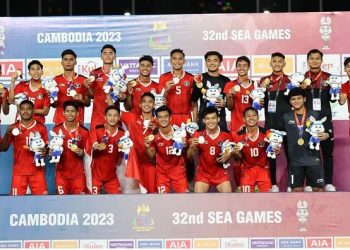 Indonesia raih emas SEA Games 2023 di Olympic Stadium, Phnom Penh, pada Selasa (16/5/2023) malam WIB. [Foto: PSSI]