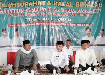 Gubernur Jambi, Al Haris silaturahmi dan halal bihalal bersama Pemerintah Kabupaten Sarolangun tahun 1444 H /2023 di gedung LPTQ Kabupaten Sarolangun, Rabu (17/5/2023). [Foto: Diskominfo/ Harun Al Rasyid]