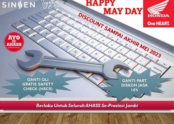 AHASS Jambi berikan program bertajuk "Happy May Day" yang berlaku dari tanggal 01 - 31 Mei 2023. [Dok. Sinsen]