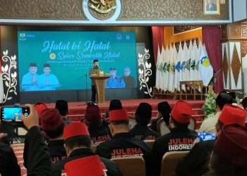 Al Haris pada halal bihalal bersama Juleha Indonesia Provinsi Jambi di auditorium rumah dinas Gubernur Jambi, Jumat (26/05/2023). [Foto: pariwarajambi.com]