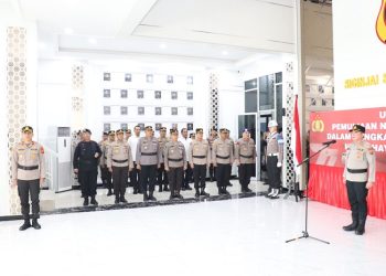 Upacara Pemuliaan Nilai-nilai Luhur Tribrata di Lobby Utama Mapolda Jambi Rabu (21/06/2023). [Foto: Humas Polda Jambi]