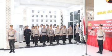 Upacara Pemuliaan Nilai-nilai Luhur Tribrata di Lobby Utama Mapolda Jambi Rabu (21/06/2023). [Foto: Humas Polda Jambi]
