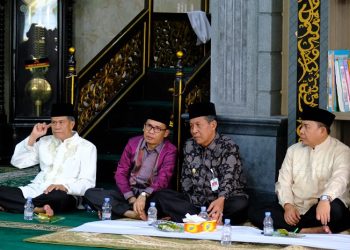 Abdullah Sani saat menghadiri kegiatan Halal Bihalal PB KABARI Tahun 1444 H/2023 M di Masjid Salamah 16 Kota Jambi, Sabtu (03/06/2023). [Foto: Diskominfo/Sopbirin]