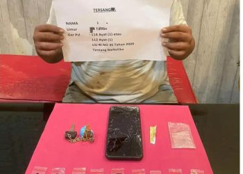 Pelaku penyalahgunaan Narkoba bersama barang bukti yang ditangkap pada  Selasa, (6/6/2023). [Foto: Humas Polresta Jambi]