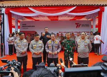 Kapolri Jenderal Listyo Sigit Prabowo pada kegiatan Bakti Sosial Polri Sambut HUT Bhayangkara ke-77 di Jakarta, Senin (19/06/2023). [Dok. Div Humas Polri]