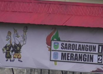 Papan skor untuk kemenangan Merangin 2-1 atas Sarolangun. [Foto: Aurduri.com/Reza]