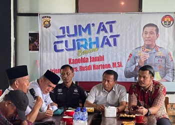 Kegiatan Jum'at Curhat Polda Jambi Bersama Warga Kelurahan Buluran di Cafe Hello Sapa pada Jumat, (14/07/23) [Foto: Humas Polda Jambi]