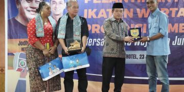 Al Haris saat menghadiri Pelantikan PW IWO Provinsi Jambi Periode 2023-2028 di Hotel Grand Jambi, Minggu, (23/07/2023). [Foto: Diskominfo/Harun]
