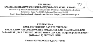 Surat edaran Bawaslu zona 1. [Dok. Bawaslu]