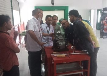 Pelatihan Modul Dasar dan Sertifikasi Level Bronze KTBSM Astra Honda. di Training Center Honda Sinsen Paal VI, Selasa (11/07/2023). [Foto: sinsen/Ajeng]