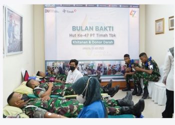 Pelaksanaan donor darah yang dilakukan oleh PT Timah Tbk, Senin (10/07/2023). [Foto: Humas PT Timah Tbk]