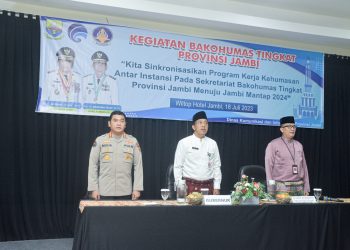 Kabid Humas Polda Jambi, Kombes Pol. Mulia saat menghadiri Pembukaan Kegiatan BAKOHUMAS Tingkat Provinsi Jambi di Aula Hotel Wiltop Jambi, Selasa (18/07/2023). [Foto: Humas Polda Jambi]