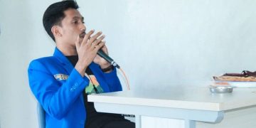 Ketua PKC PMII Lampung, Ahmad Hadi Baladi Ummah pada Konferwil NU di Lampung, Kamis (20/07/2023). [Foto: BITNews.id/Latif]