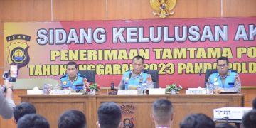 Sidang Kelulusan Akhir Penerimaan Tamtama Polri Gelombang II TA 2023 di Aula Lantai 4 Mapolda Jambi Jumat, (21/07/23). [Foto: Humas Polda Jambi]