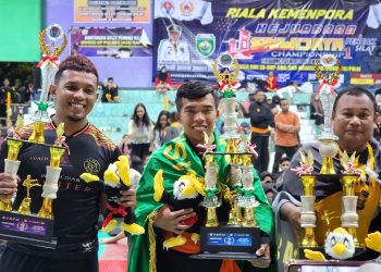 Prajurit Denpom II/2 Jambi yang Raih Prestasi Gemilang di Piala Kemenpora Kejurnas Pencak Silat Sriwijaya Champions Ke-1" di Kota Palembang, Senin (24/07). [Foto: Penrem 042/Gapu]