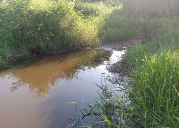 Sungai Tanjung Batu tampak tercemar oleh limbah PT SGAM. [Foto: LP KPK/Syapri]