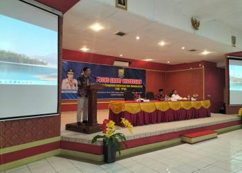 Kabid Diskominfo Provinsi jambi saat sampaikan sambutan pada FGD Pejabat Pengelola Informasi dan Dokumentasi di Aula Hotel Mahkota Sutis, Kota Sungai Penuh, Kamis (27/07/2023). [Foto: BITNews.id]