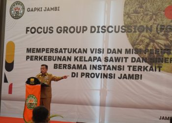 Kegiatan FGD Pemprov Jambi bersama Pengurus GAPKI Cabang Jambi di Swiss Bell Hotel, Senin (07/08/2023). [Foto: Diskominfo/Novriansah]