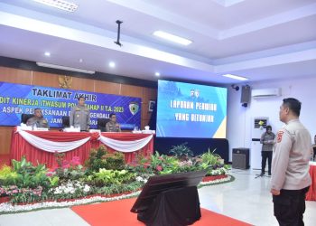 Kegiatan Taklimat Akhir Kegiatan Audit Kinerja Itwasum Polri Tahap II T.A 2023 Aspek Pelaksanaan dan Pengendalian di Mapolda Polda Jambi pada Selasa, (29/08/2023). [Foto: Humas Polda Jambi]