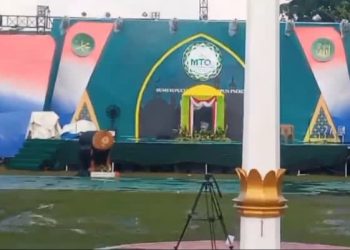 Penampakan panggung utama MTQ ke-52 tingkat Provinsi di Kabupaten Sarolangun. [Foto: Don Ameck]
