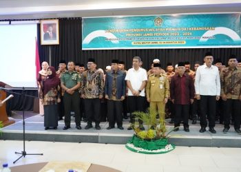 Al Haris saat Pengukuhan Pengurus Wilayah MDK Provinsi Jambi Periode 2023-2026, di Hotel Wiltop Kota Jambi, Senin, (14/08/2023). [Foto: Diskominfo/ Patra]