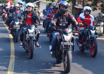 Komunitas motor Honda melaksanakan Convoy Merdeka untuk merayakan HUT Kemerdekaan RI di Jambi pada tahun 2018 lalu. [Foto: Sinsen Jambi]