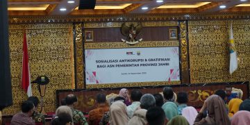 Kegiatan Sosialisasi dan Penguatan Pengendalian Kegiatan Gratifikasi di Ruang Pola Kantor Gubernur Jambi (14/09/2023). [Foto: Diskominfo/Novriansah]